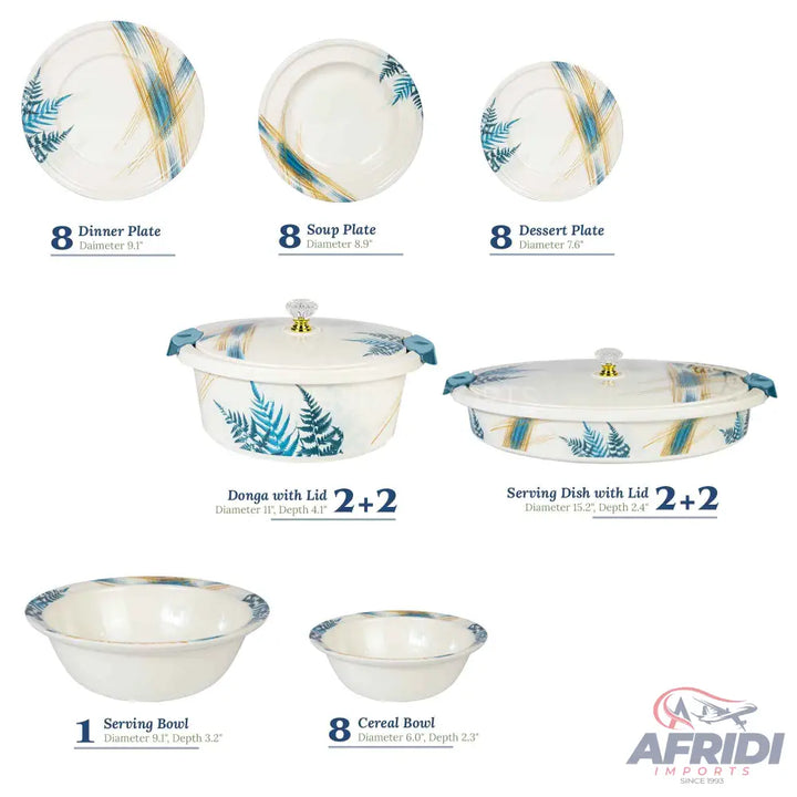 74 Pieces Melamine Dinnerware Set - Double Insulated Donga and Tray - G07