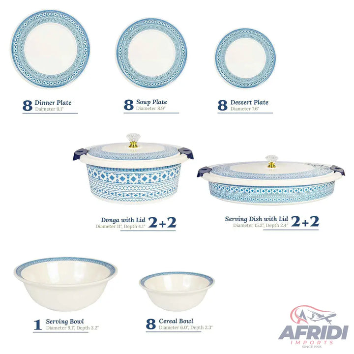 74 Pieces (8-person) Melamine Dinnerware Set - Double Insulated Donga and Tray - G01