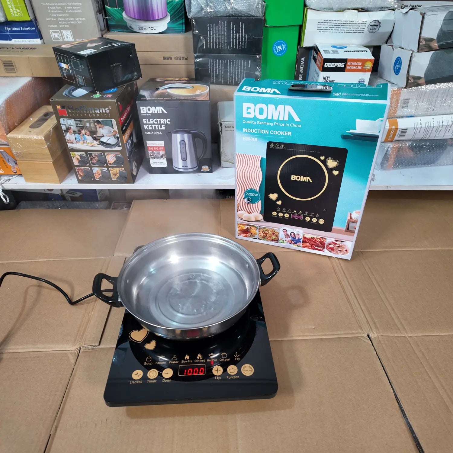 Imported German Lot Boma Induction Cooker BM-K9 with black surface and silver pot