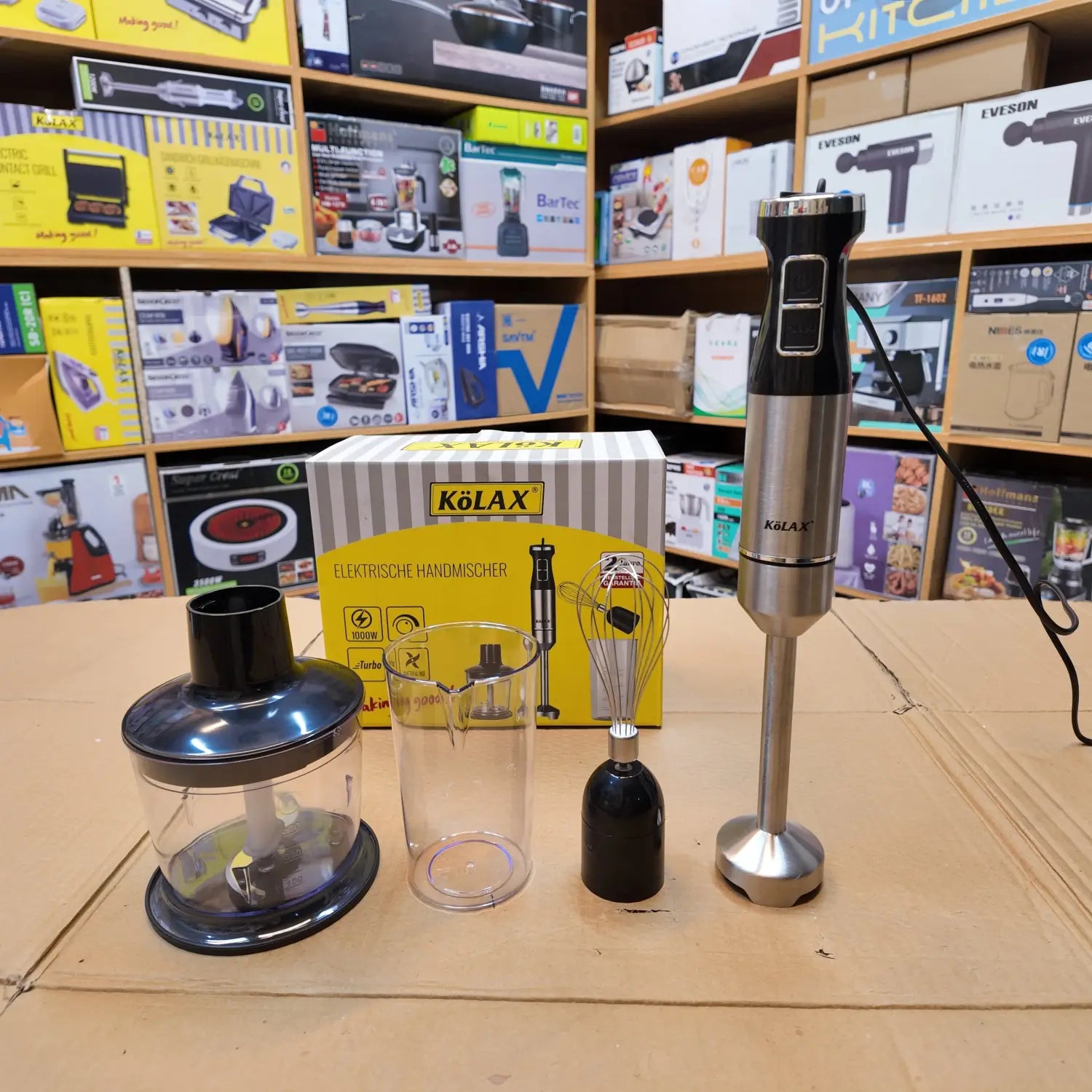 Imported Kolax 1000W German Lot Hand Blender Set with stainless steel and multiple attachments
