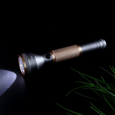 Silver and gold-toned Geepas VIP Series Flashlight with bright beam and 2-year warranty