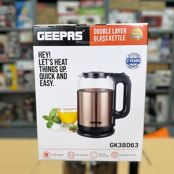 Geepas 1.7L Double Layer Glass Kettle