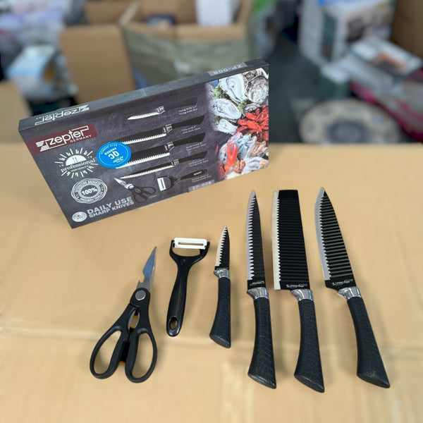 Zepter 6 in 1 Kitchen knives set with peeler & Scissor - Made for Europe - Poland Lot Import