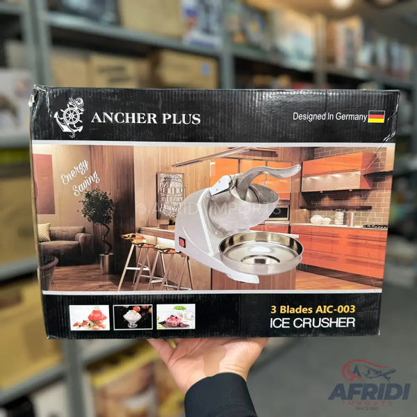 Boxed ’Ancher Plus’ ice crusher with three blades.