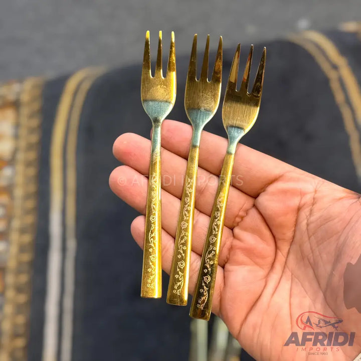 AYD 6 Piece Open Golden Desert Fork - Design Engraved