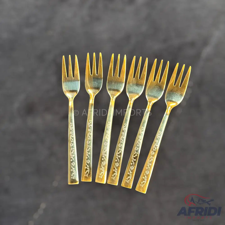 AYD 6 Piece Open Golden Desert Fork - Design Engraved