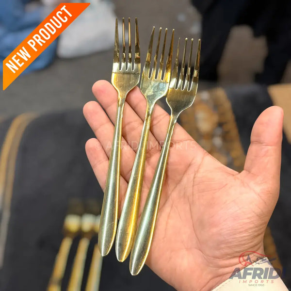 AYD 6 Piece Open Golden Fork - Plain