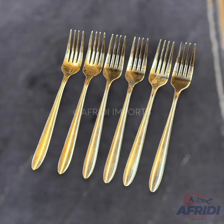 AYD 6 Piece Open Golden Fork - Plain