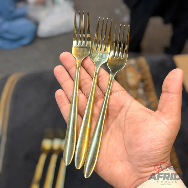 AYD 6 Piece Open Golden Fork - Plain