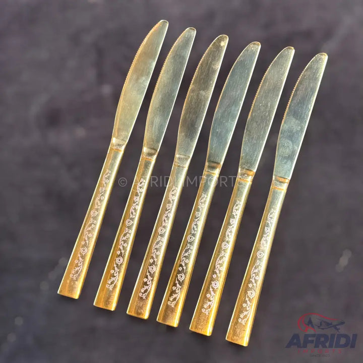 AYD 6 Piece Open Golden Knives - Design Engraved