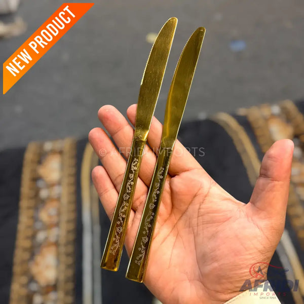 AYD 6 Piece Open Golden Knives - Design Engraved