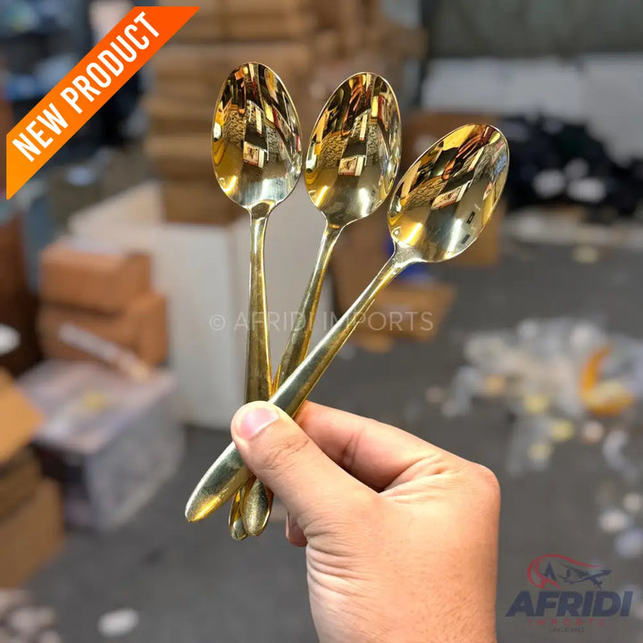AYD 6 Piece Open Golden Spoon - Plain