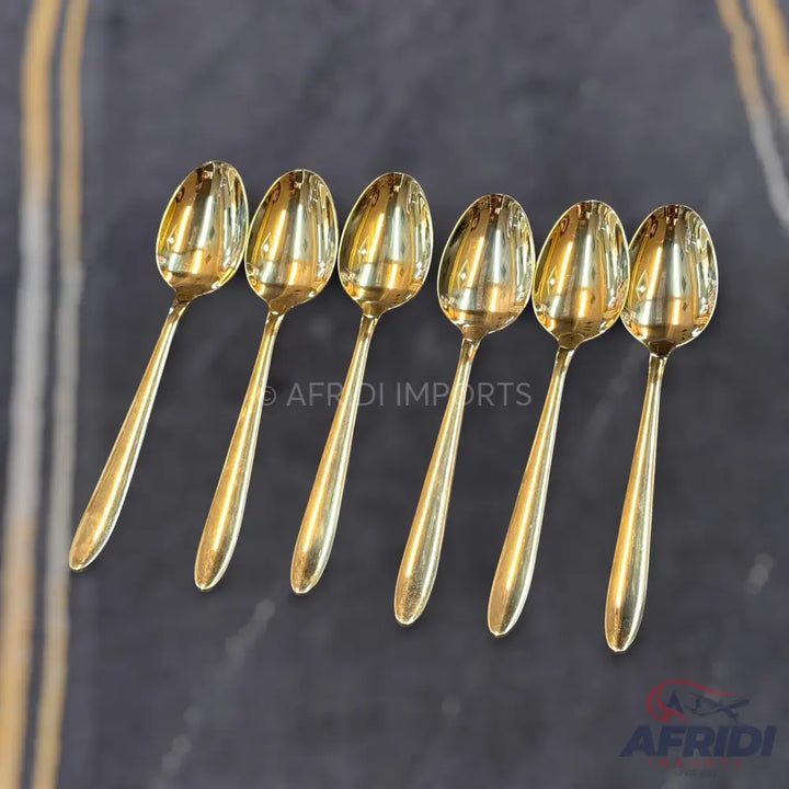 AYD 6 Piece Open Golden Spoon - Plain