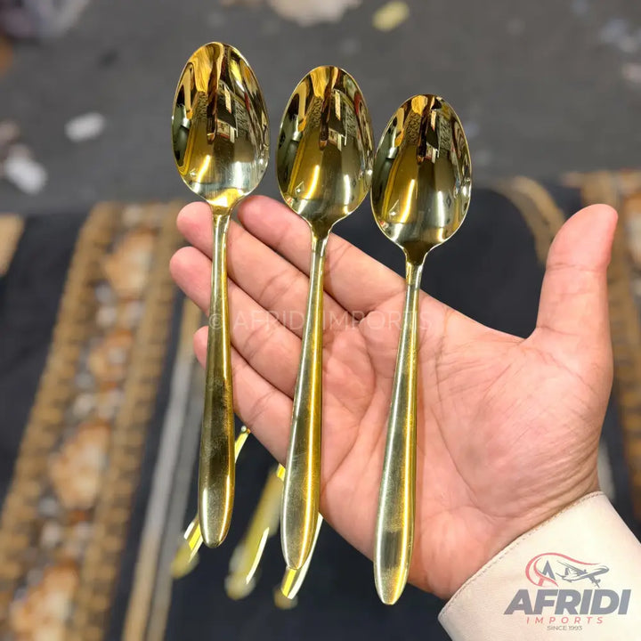 AYD 6 Piece Open Golden Spoon - Plain