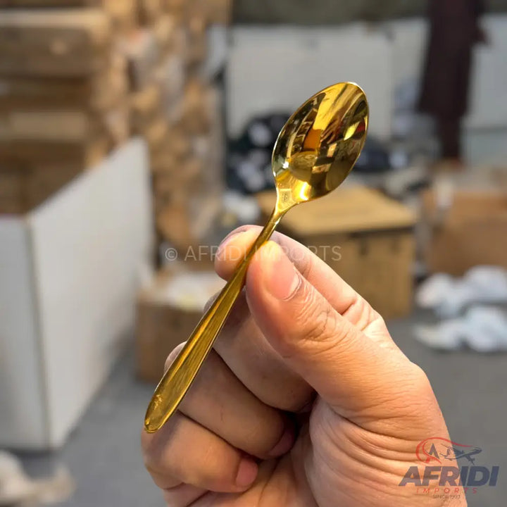 AYD 6 Piece Open Golden Sugar Spoon - Plain