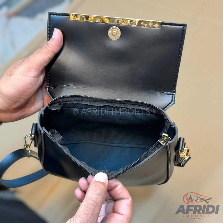 Black Leather Crossbody Bag