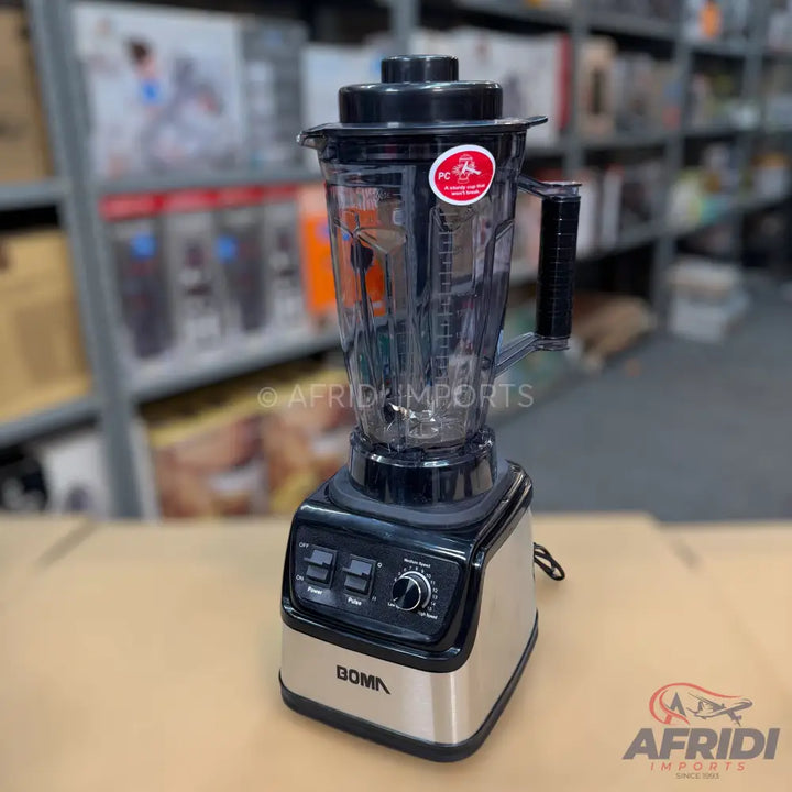 A black and silver countertop blender with a clear pitcher.