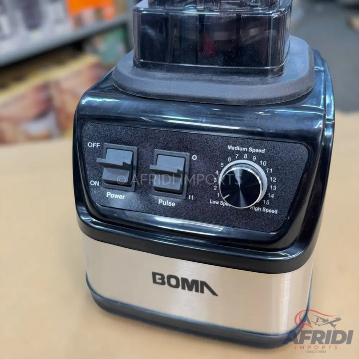 Black and silver blender with power, pulse, and variable speed controls.