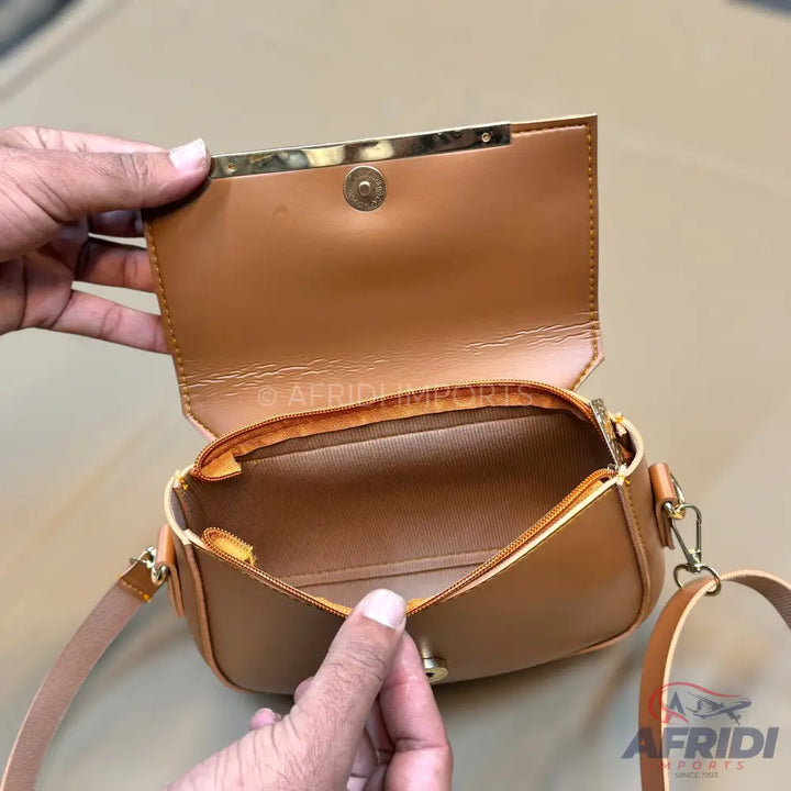 Cream Leather Crossbody Bag