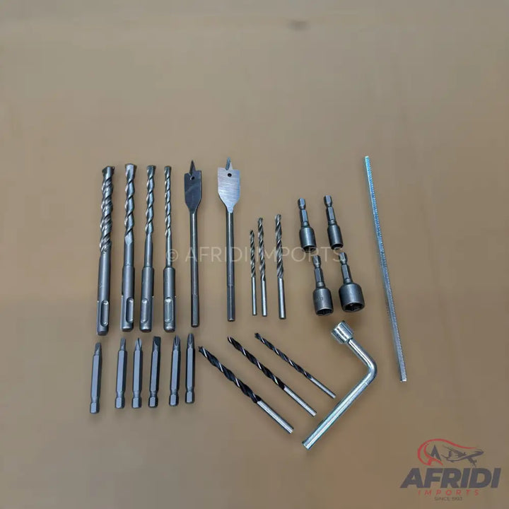 A comprehensive set of drill bits and accessories.