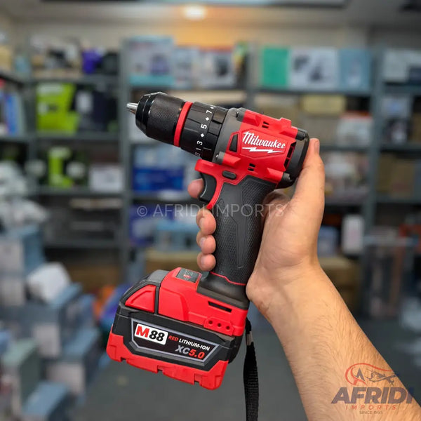 Red and black cordless drill with an M88 Lithium-Ion XC5.0 battery pack.