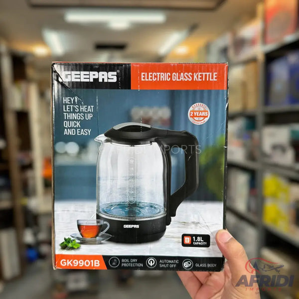 Geepas 1.8L Electric Glass Kettle || Original Product + 2 Year Local Warranty