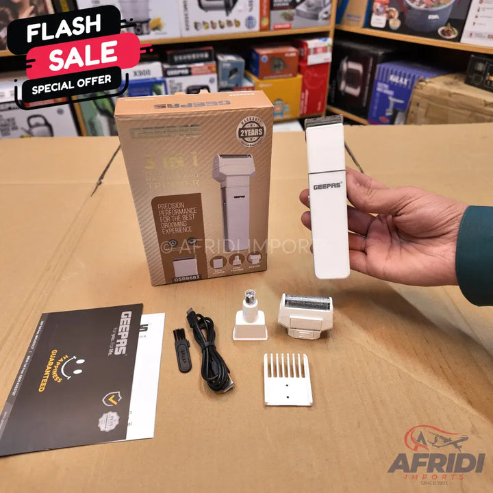 Geepas 3 in 1 Hair & beard Trimmer GSR8683 || Original Product + 2 Year Local Warranty