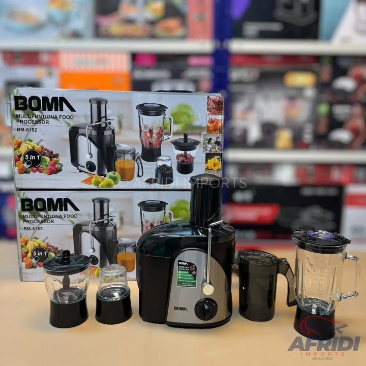A 5-in-1 multi-functional food processor and juicer set.