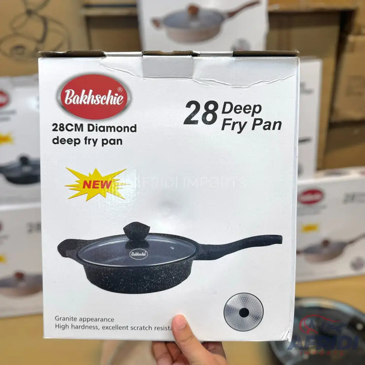 28cm diamond deep fry pan with granite appearance and high hardness, excellent scratch resistance