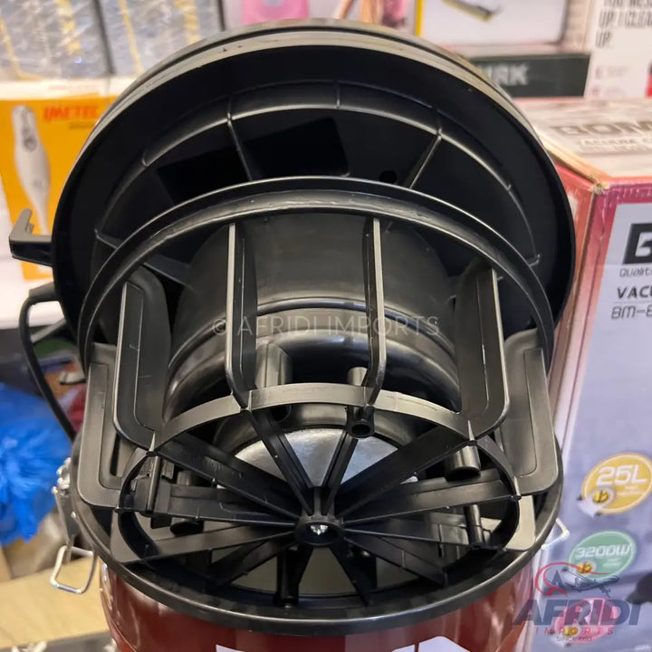 The internal motor and fan assembly of a vacuum cleaner.