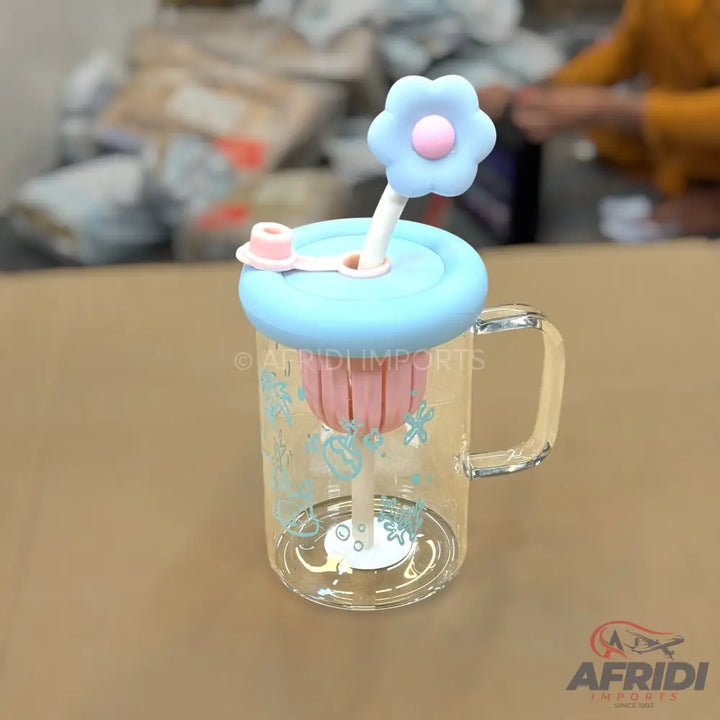 Happy Cup - Glass Timbler - Blue (MF1-B)