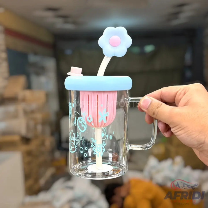 Happy Cup - Glass Timbler - Blue (MF1-B)