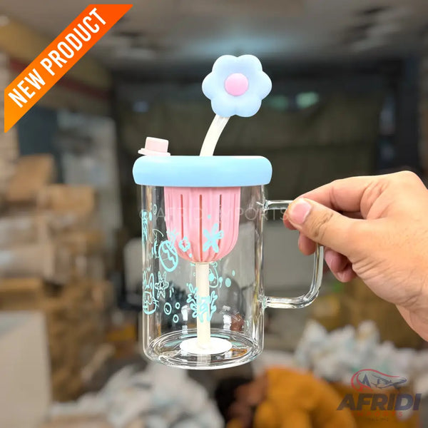 Happy Cup - Glass Timbler - Blue (MF1-B)