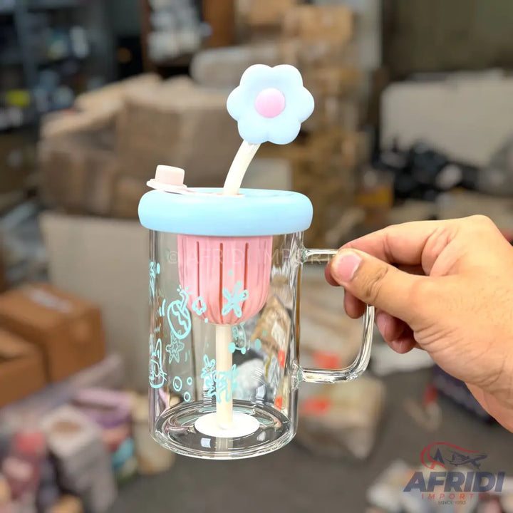 Happy Cup - Glass Timbler - Blue (MF1-B)