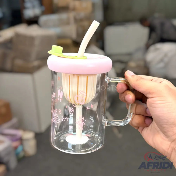 Happy Cup - Glass Timbler - Pink (MF1-A)