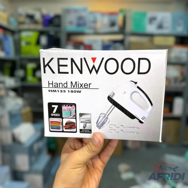 White Kenwood hand mixer with 7 speeds and a power of 180W.