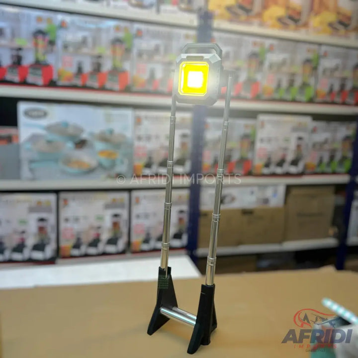 A portable, extendable LED light with a stand.