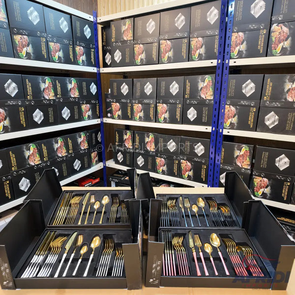 Lot Imported 24 Piece Cutlery Set in 4 Colors