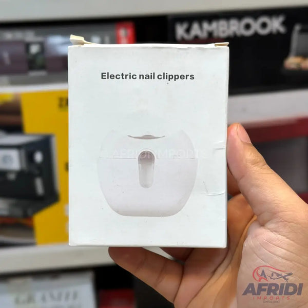 White electric nail clippers in a box.