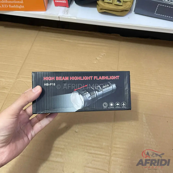 Black box for a high beam highlight flashlight, model HB-P18.