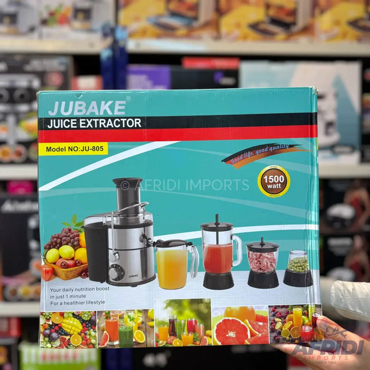 Juice extractor with blender, grinder, and chopper attachments, 1500 watts.