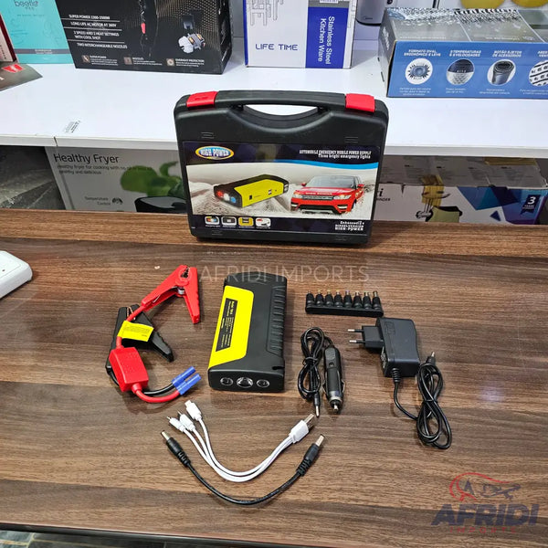 Portable car jump starter kit.