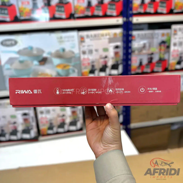 A red box for a hair styling tool.