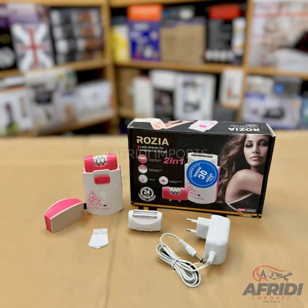 A ’Rozia’ 2-in-1 lady shaver and epilator set with charger and accessories.