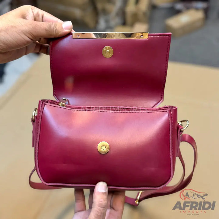 Maroon Leather Crossbody Bag