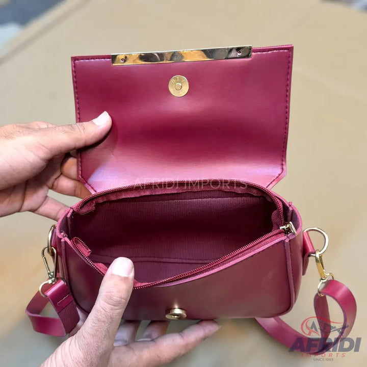 Maroon Leather Crossbody Bag