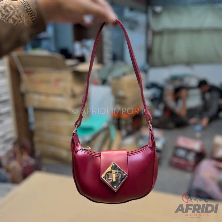 Maroon Leather Handbag