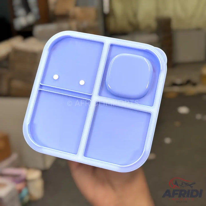 Multi-chamber Children Lunch Box - Blue clips & Pink Base (LF10-A)