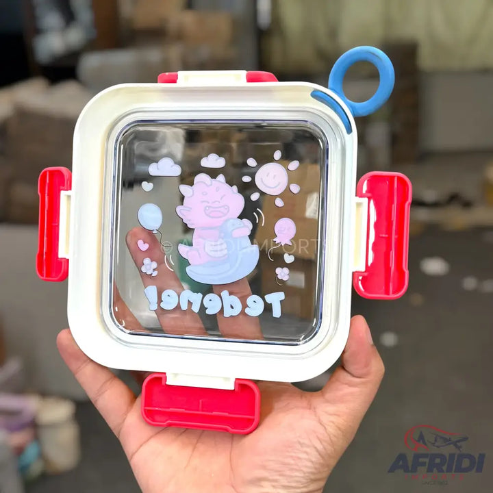 Multi-chamber Children Lunch Box - Red clips & Blue Base (LF10-B)
