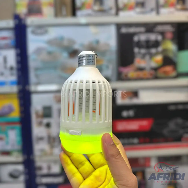 A white LED light bulb with a luminous yellow base.